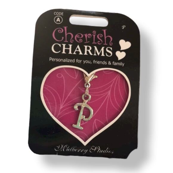 Cherish Charms Initial Monogram P Name Bracelet Charm Silvertone Silver Tone NEW - Picture 1 of 3